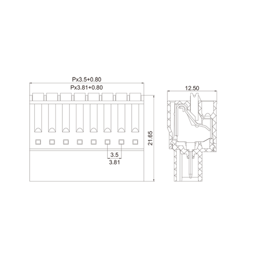 3,81 mm Federdrücke Drehen Sie scharfe Klemme Blockbuchse